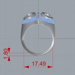 Modelo 3d de Búho anillo de la joyería anillo con piedras de impresión 3d de la modelo para impresoras 3d