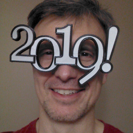  2019 new year eve silly glasses (with dual extruder option)  3d model for 3d printers