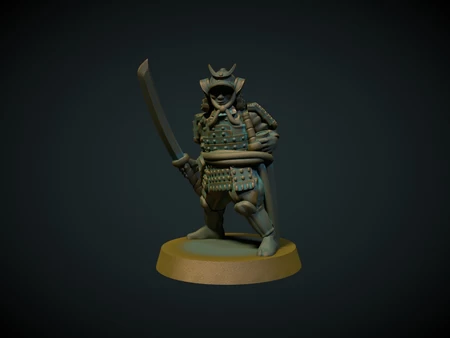  Samurai in armor 28mm (no supports needed)  3d model for 3d printers