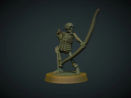 Modelo 3d de Arquero esqueleto de 28 mm (no se necesitan soportes) para impresoras 3d