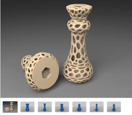  M10: voronoi chess set with inlets for m10 nuts  3d model for 3d printers