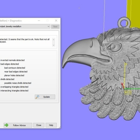 Águila colgante de la Joyería medallón de la impresión 3D de la modelo