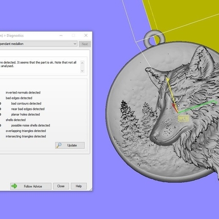 Lobo colgante medallón de la joyería de la impresión 3D de la modelo