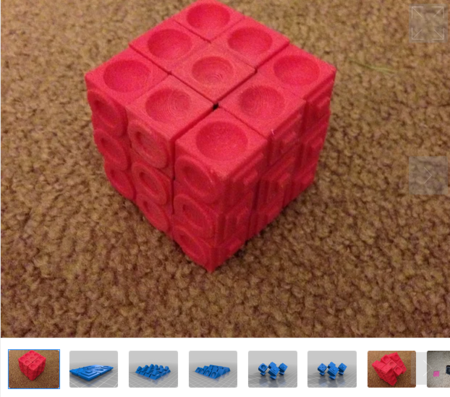 Modelo 3d de Rubiks cube para ciegos (utilizando original rubiks core) para impresoras 3d