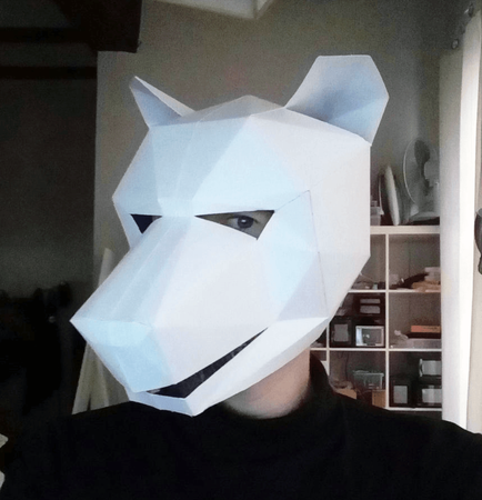 Baja poli lobo mascara de papel