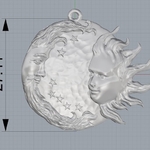 Modelo 3d de Sol y luna, hombre y mujer de la reunión colgante medallón de la joyería de la impresión 3d de la modelo para impresoras 3d