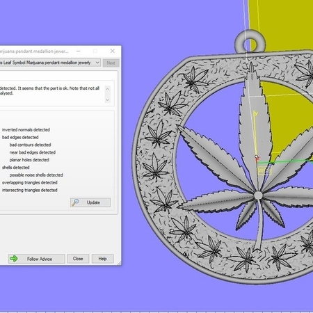 El Cannabis Símbolo de la Hoja de la Marihuana colgante medallón de joyería, la impresión 3D de la modelo