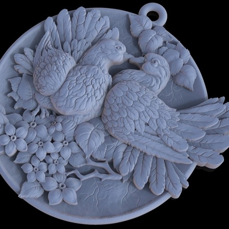  Doves pendant medallion jewelry 3d print model  3d model for 3d printers