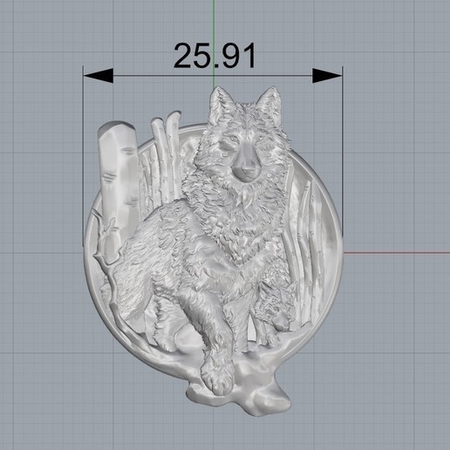 Wolf and baby pendant jewelry medallion 3D print model