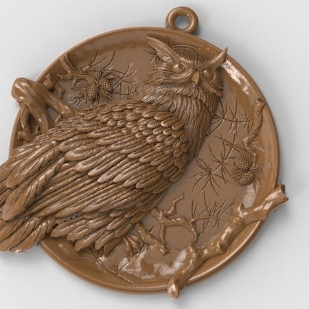 Owl pendant medallion jewelry