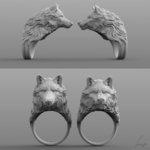 Modelo 3d de Dos lobos - juego de anillos para impresoras 3d