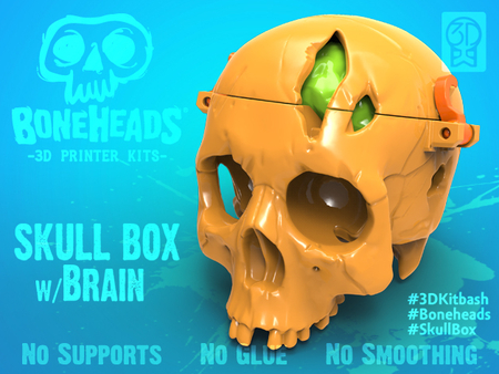 Skull box w/ brain by 3dkitbash  3d model for 3d printers