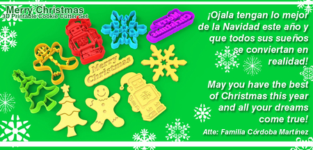 Feliz Navidad 3D Imprimibles Cortador de Galletas Conjunto