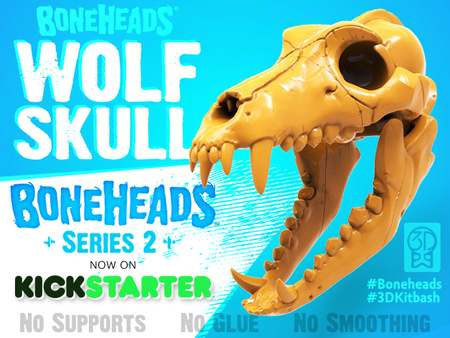 Modelo 3d de Timber wolf cráneo w/ hueso de la mandíbula por 3dkitbash para impresoras 3d