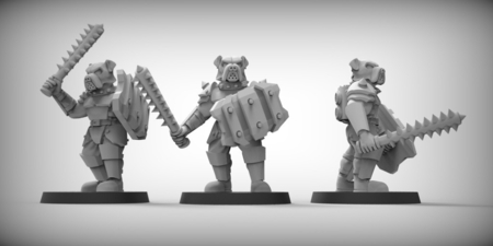  Bulldogs - guard dogs x3 28mm (resin)  3d model for 3d printers