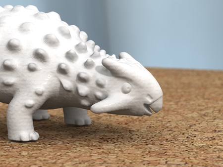 Modelo 3d de Ankylosaurus -remodelado de la cabeza para impresoras 3d