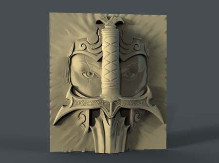  Viking face sword cnc art frame   3d model for 3d printers
