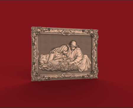  Mary and joseph with little jesus christ cnc router religious art  3d model for 3d printers