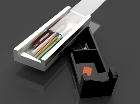 Caja de Lápices - Dos Niveles-Cerradura de Tapa Deslizante-Impreso en 3D