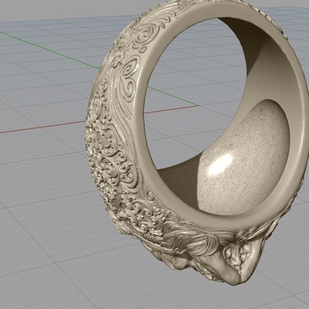 Anillo del cráneo de la joyería del esqueleto anillo de impresión 3D de la modelo