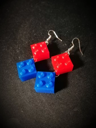 Lego brick earring