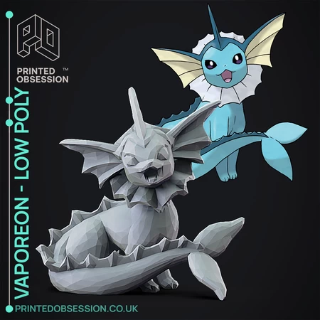 Vaporeon-Pokémon-Fan Art de Baja Poli