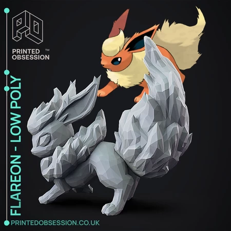 Flareon-Pokémon-Fan Art de Baja Poli