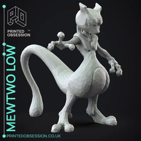 Mewtwo-Bajo Poli-Pokémon-Fan Art