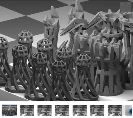  Wireframe chess set (2.0)  3d model for 3d printers